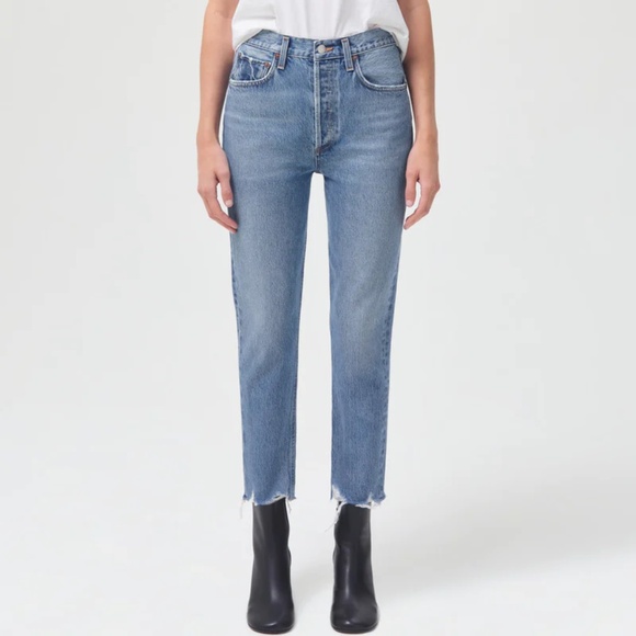 AGOLDE Riley High Rise Straight Crop Jeans in Blue Haven Size 27 - Picture 1 of 9